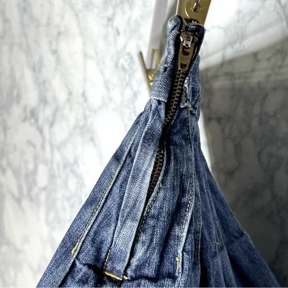 Gap Kids Pleated Y2K Dark Wash Denim Skirt Adjustable Waistband Girls 10 - Picture 5 of 9